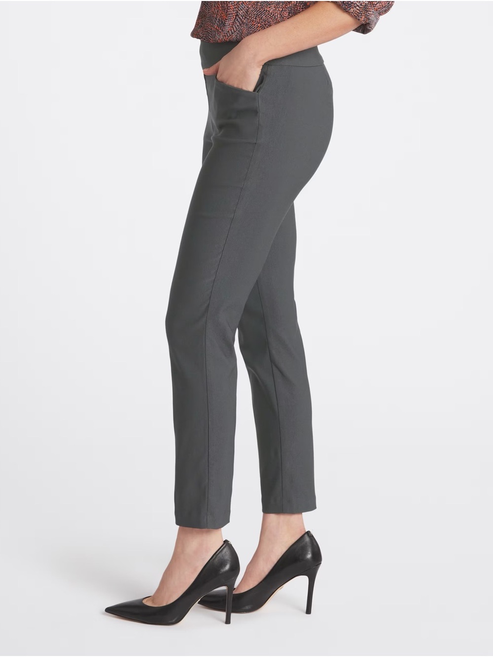 Tribal Fia NWT Straight Leg Pants Gray Pull On Slimming Waistband Size 10 Career - Picture 3 of 14